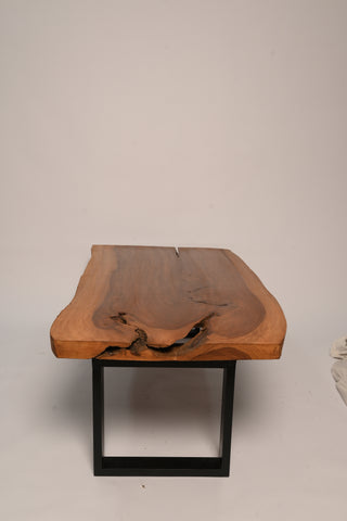 L12 NatureLine: Live Edge Rustic Center Table, Farmhouse Table with Metal Leg, Unique Coffee Tables, Rustic Root Wood Coffee Table