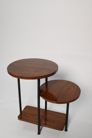 H54 Vintage: Due Round Coffee Table, Rustic Modern Coffee Table, Contemporary Round Coffee Table, Bold & Functional, Solid Wood Top & Metal Legs