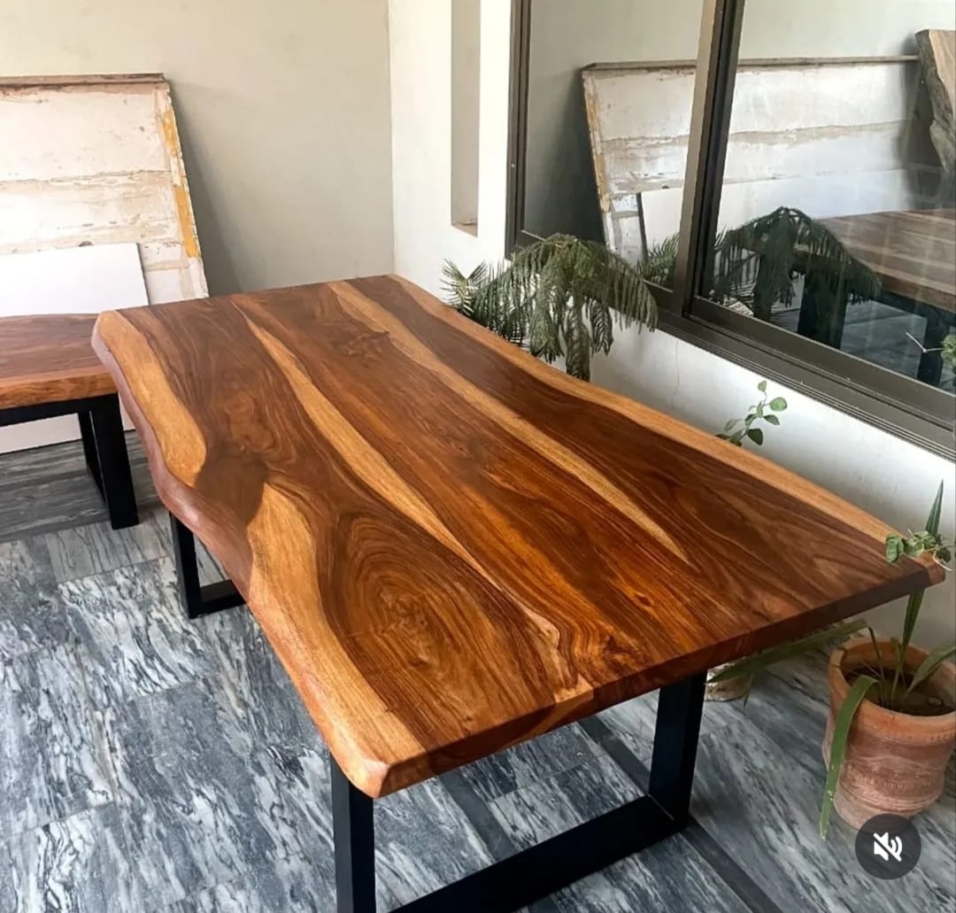 Dining table close-up showing wood grain detail