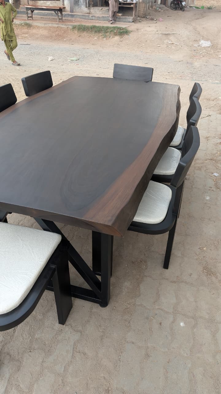Dining table surface close-up showing finish