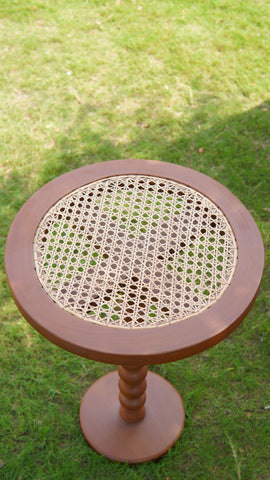 "Eco rattan table styled in living room"