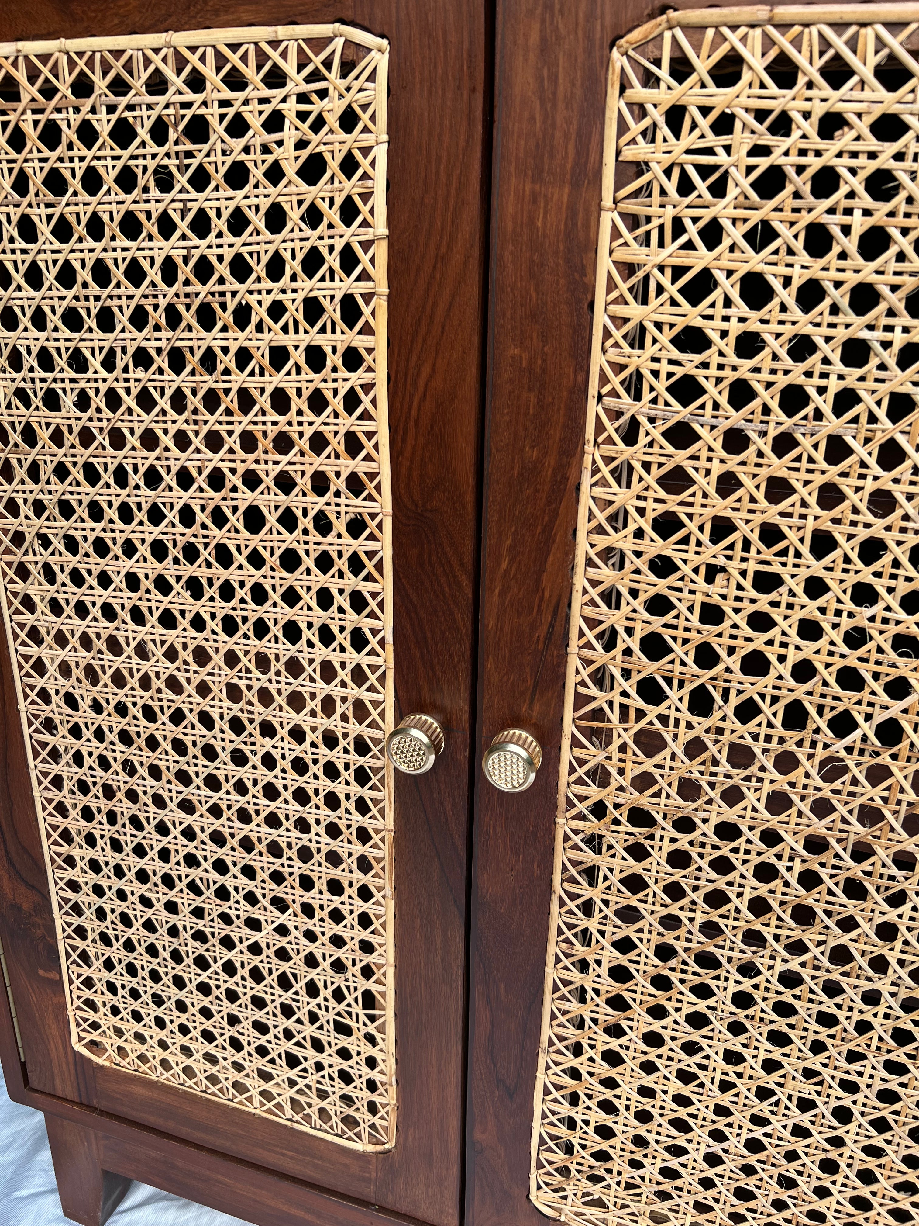 Handcrafted Moro rattan cabinet in glossy finish, Rural Gallery Pakistan