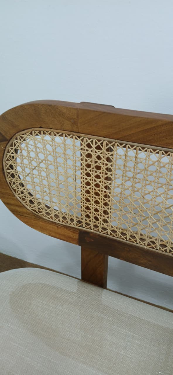 Handcrafted rattan bench for bedroom and entryway