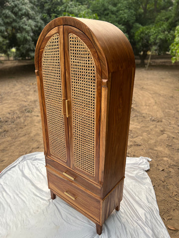 Handcrafted rattan cupboard in glossy finish, Rural Gallery Pakistan