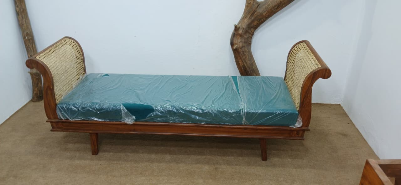 Handcrafted wooden rattan Deewan by The Rural Gallery