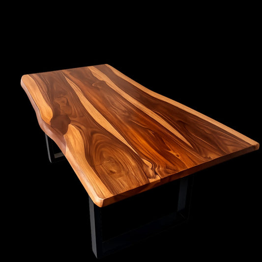 Large dining table front view showing base and legs