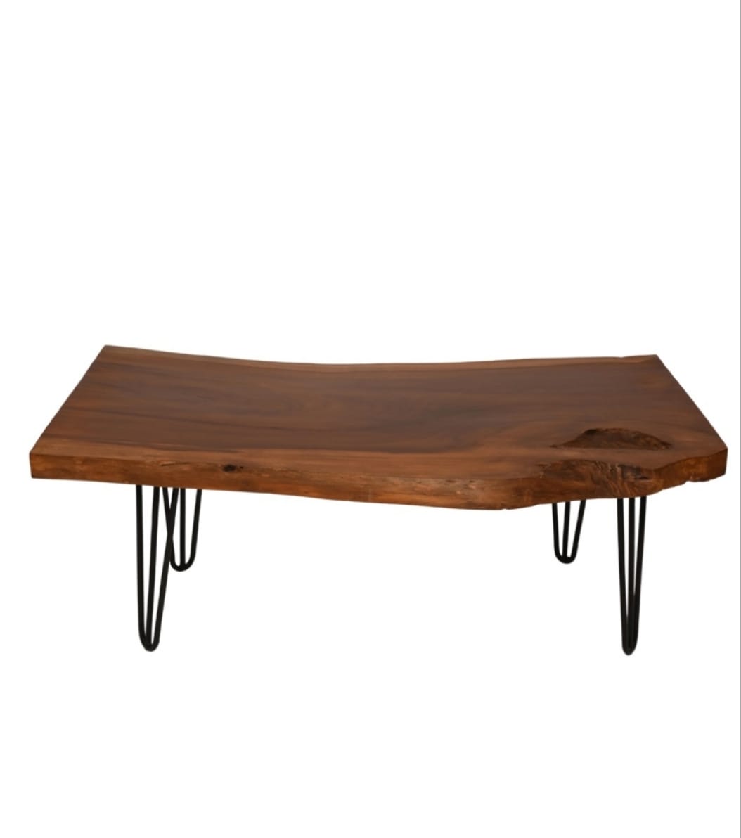 Live edge center table, angled side view