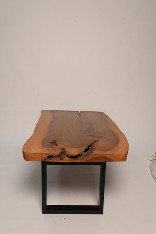 Live edge center table styled in a living room