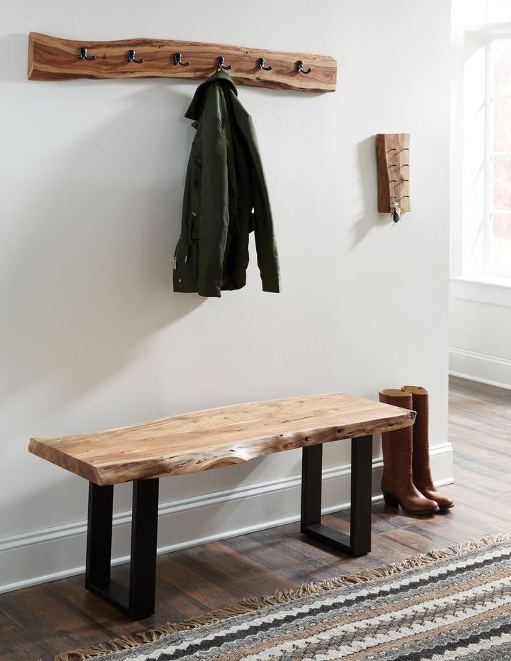 Live edge coat hanger mounted on wall