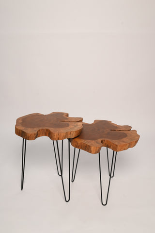 Live edge coffee table set of three, size comparison
