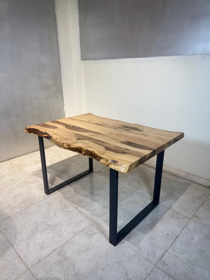 Live edge dining table set in dining room
