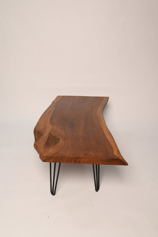 Live edge farmhouse center table, full room setting