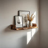 Live edge floating shelf, close-up of wood grain