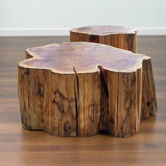 Live edge natural wood log stool