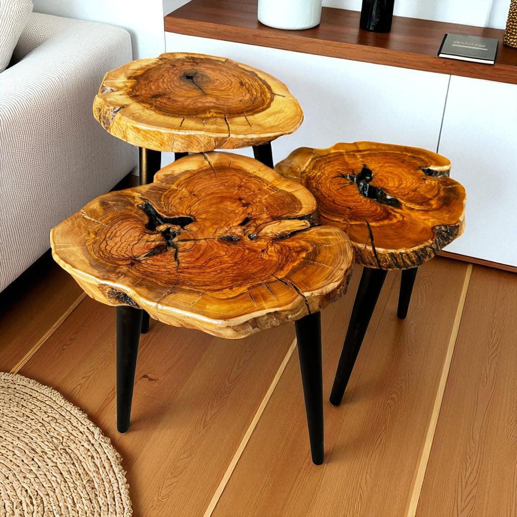 "Live edge sheesham coffee table matte finish variant"