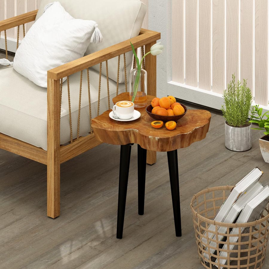 "Live edge sheesham coffee table wood grain close-up"