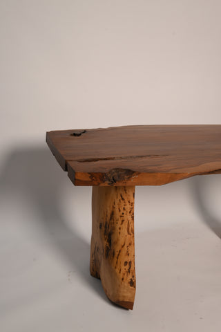 "Live edge sheesham dining table tabletop detail"