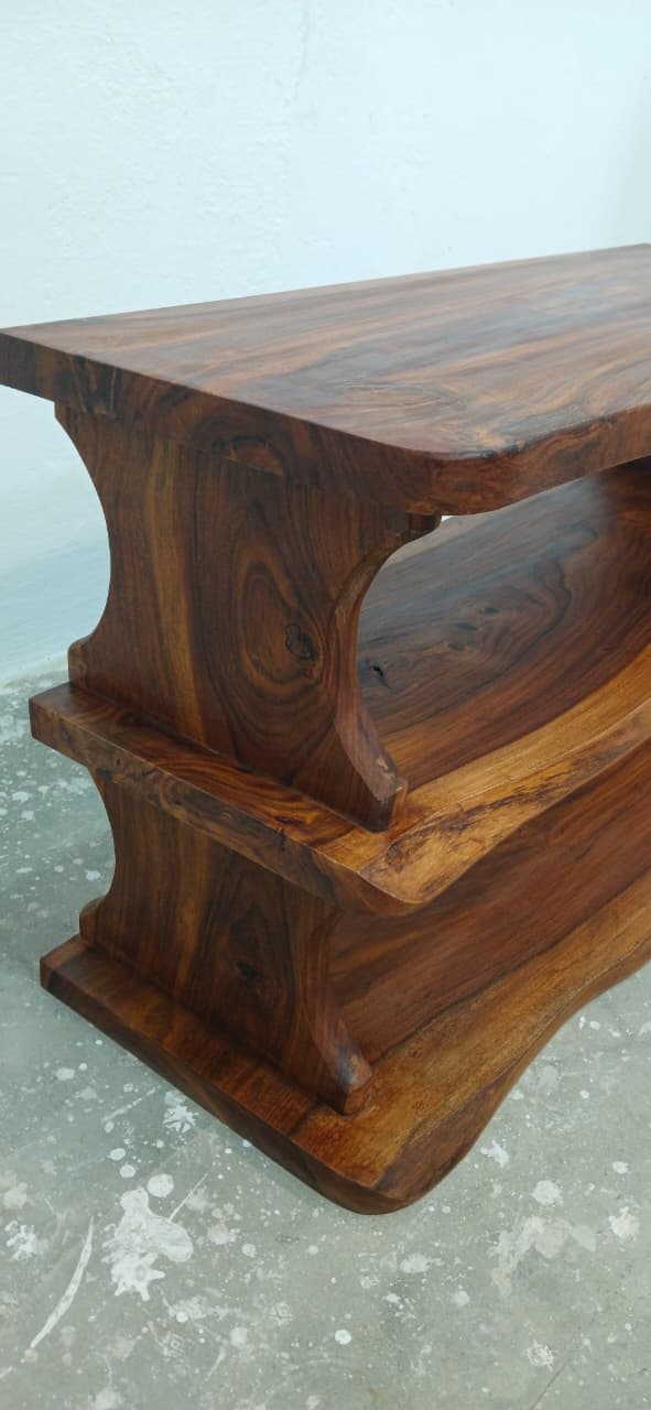 "Live edge sheesham shoe rack bench matte finish variant"