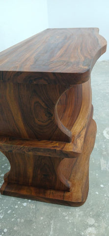 "Live edge sheesham shoe rack bench with shoes storage"