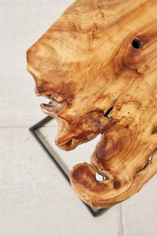 Live edge side table in matte finish, full view