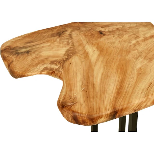 Live edge side table styled in a living room