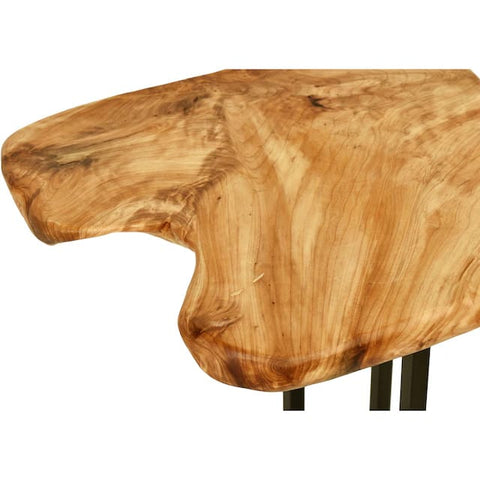 Live edge side table styled in a living room