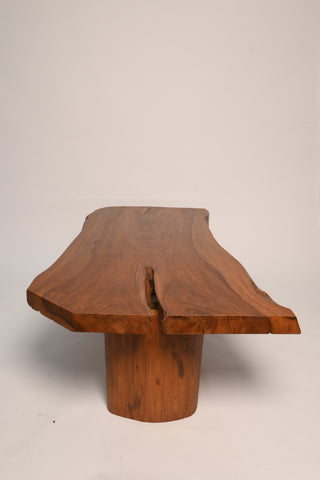 Live edge table leg detail, metal frame