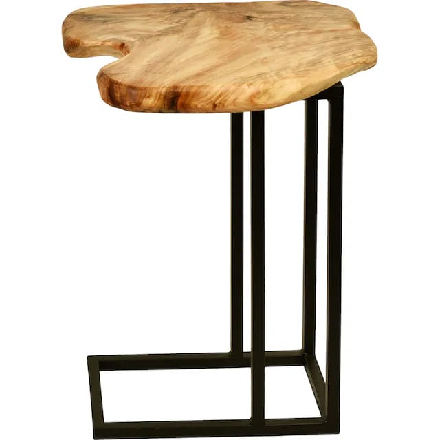 Live edge wood table top, overhead view