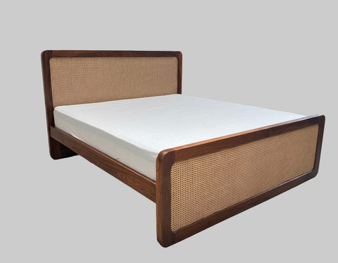 Natural cane and Sheesham wood bed by The Rural Gallery