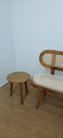 Natural cane and wood bench for dining area