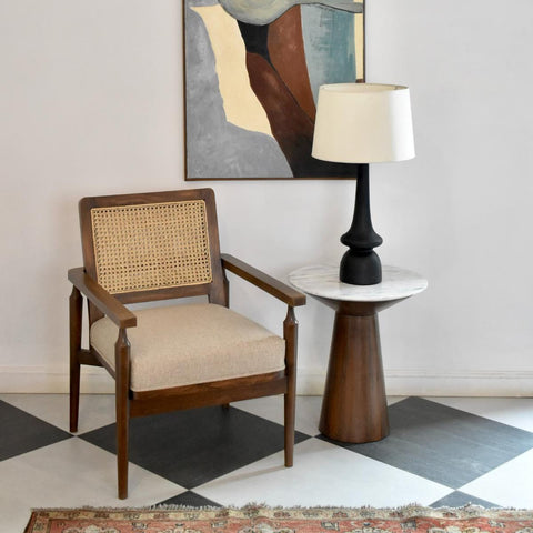 Natural cane rattan chair with solid wood frame