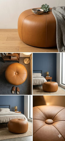 Ottoman lounge couch in bedroom setting