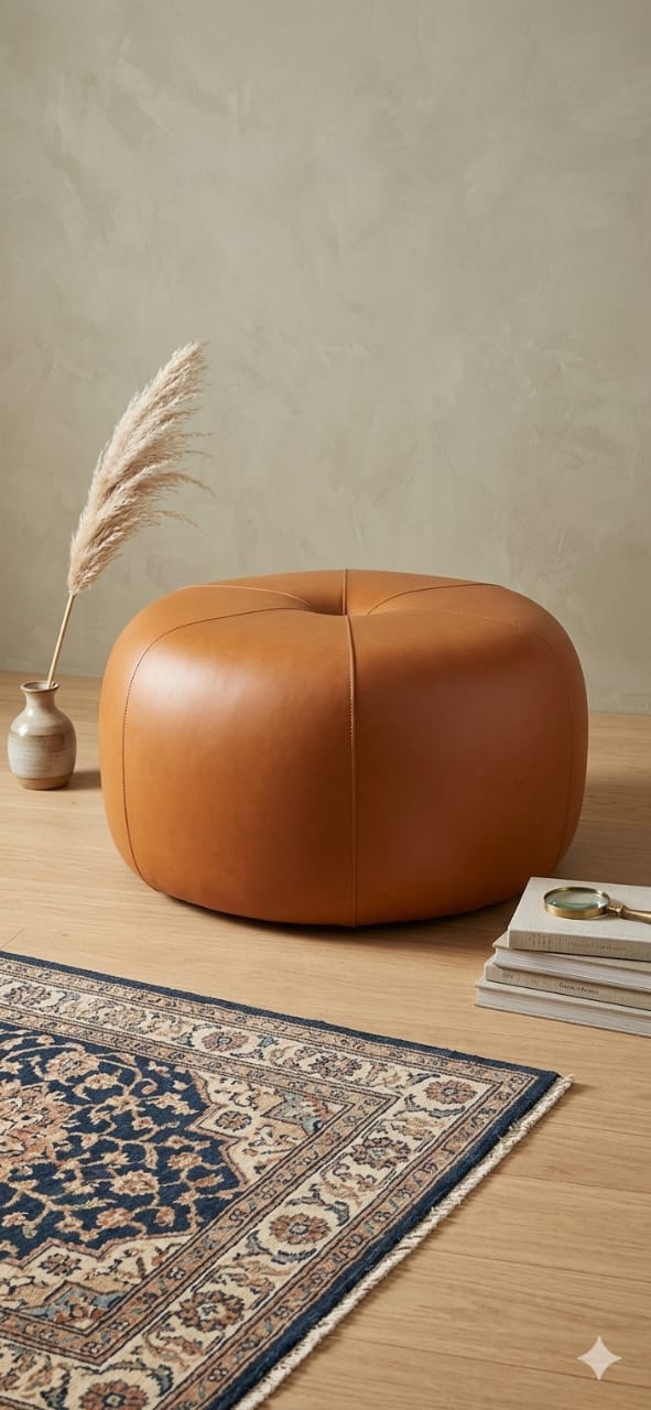 Ottoman styled in living room setting