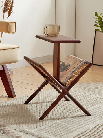 R29 Prestige handwoven rattan side table with solid wood legs