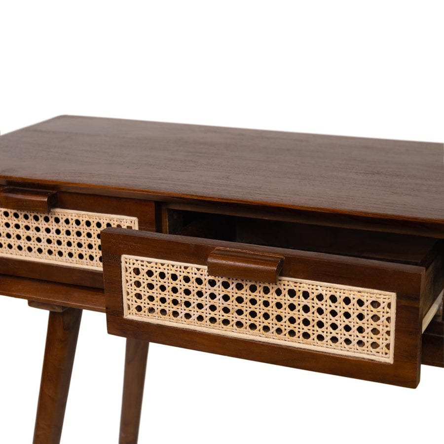 R34 Vanra handwoven rattan console with solid wood frame