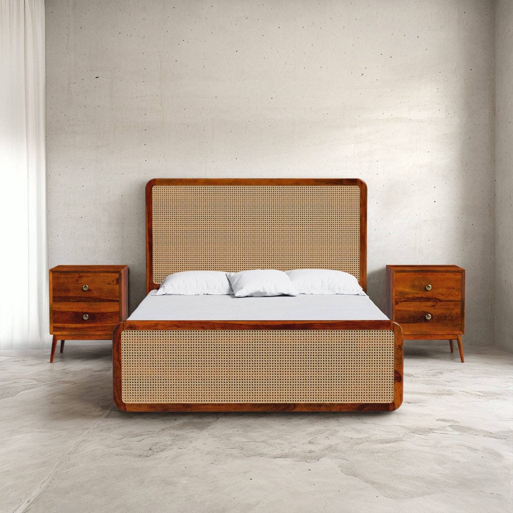 R37 Earth Loom handcrafted rattan and cane bed set