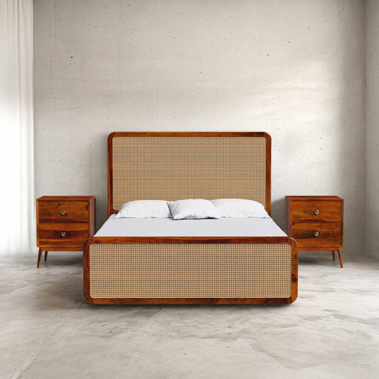 R37 Earth Loom handcrafted rattan and cane bed set