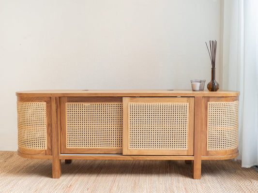 R38 Mini Habitat natural cane work TV console