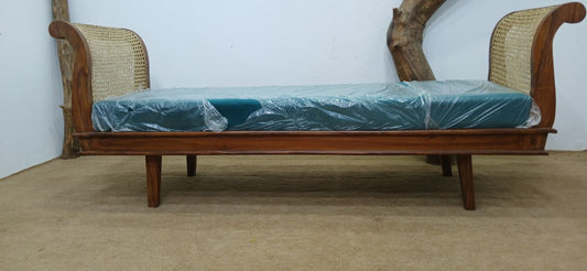 R54 Reed Rattan Deewan with handwoven rattan seat