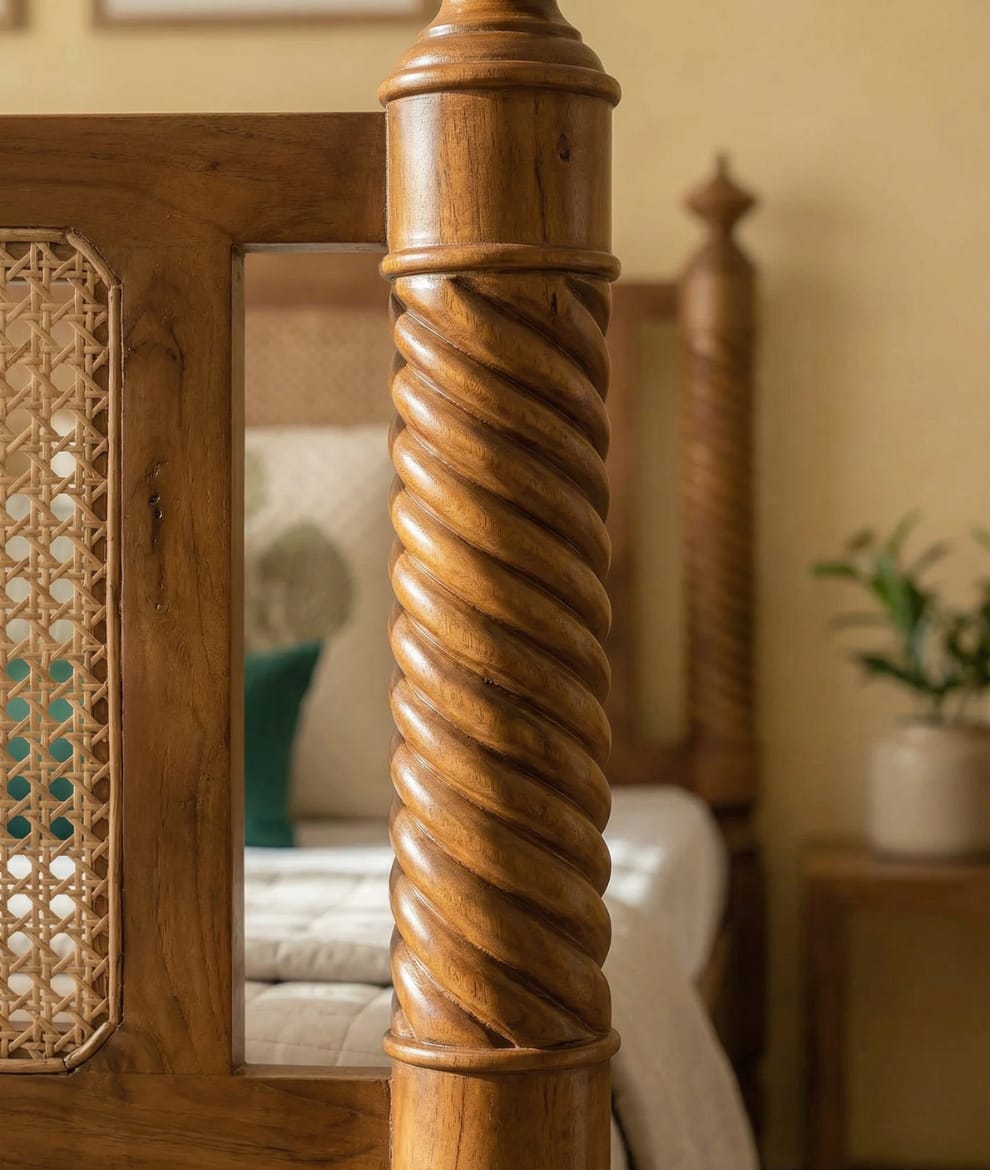 R59 Ravena woven rattan bed for modern bedroom