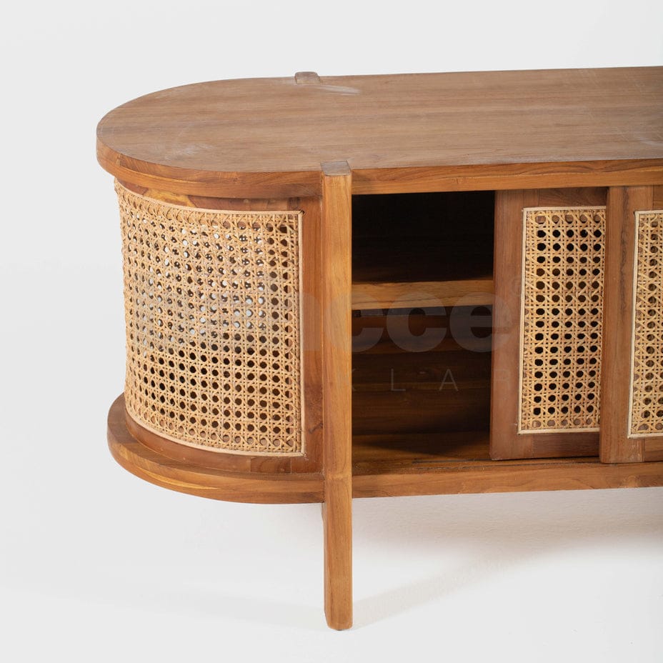 Rattan TV console by The Rural Gallery