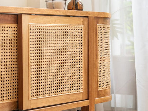 Rattan TV console for modern living room