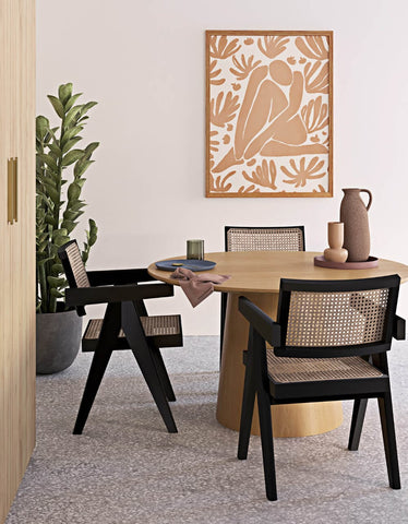 "Rattan chair from behind, weave detail"
