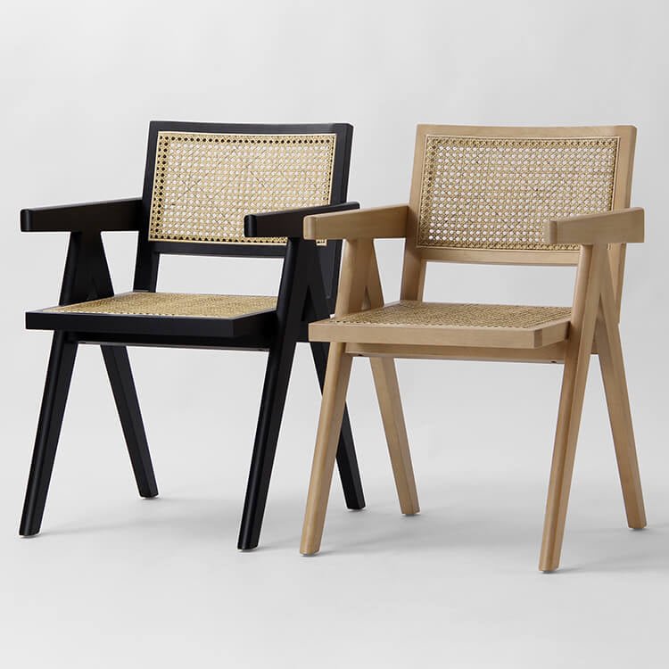 "Rattan chair styled in room setting"