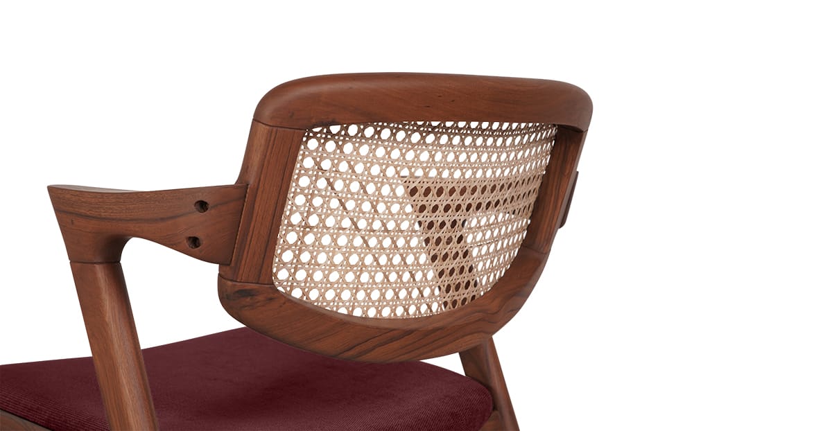 Rattan chair with woven cane seat and backrest