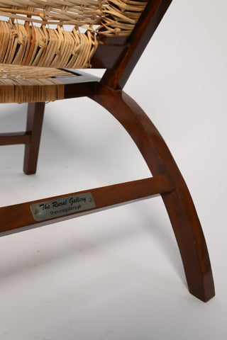"Rattan chair wood joinery detail"