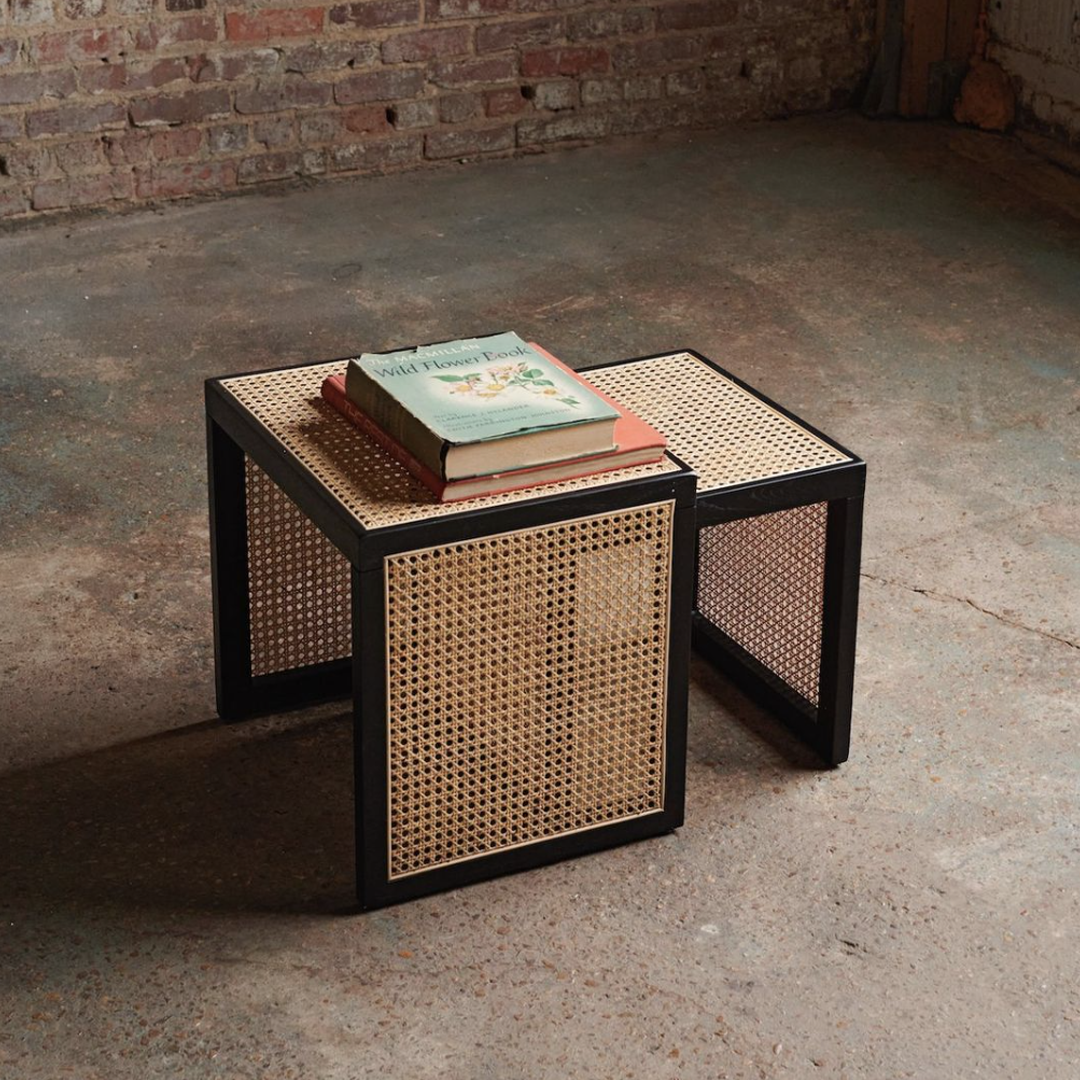 "Rattan nesting side table D1 and D2 size comparison"