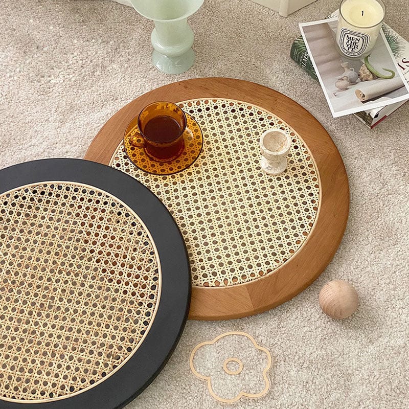 "Rattan tray side profile showing depth"