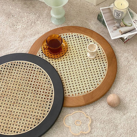 "Rattan tray side profile showing depth"