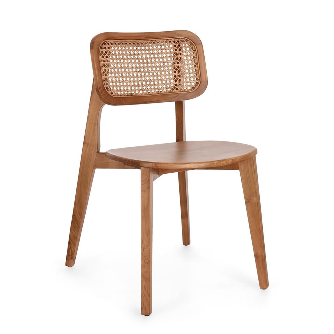 Side angle of Kora Bamboo chair highlighting wood joinery